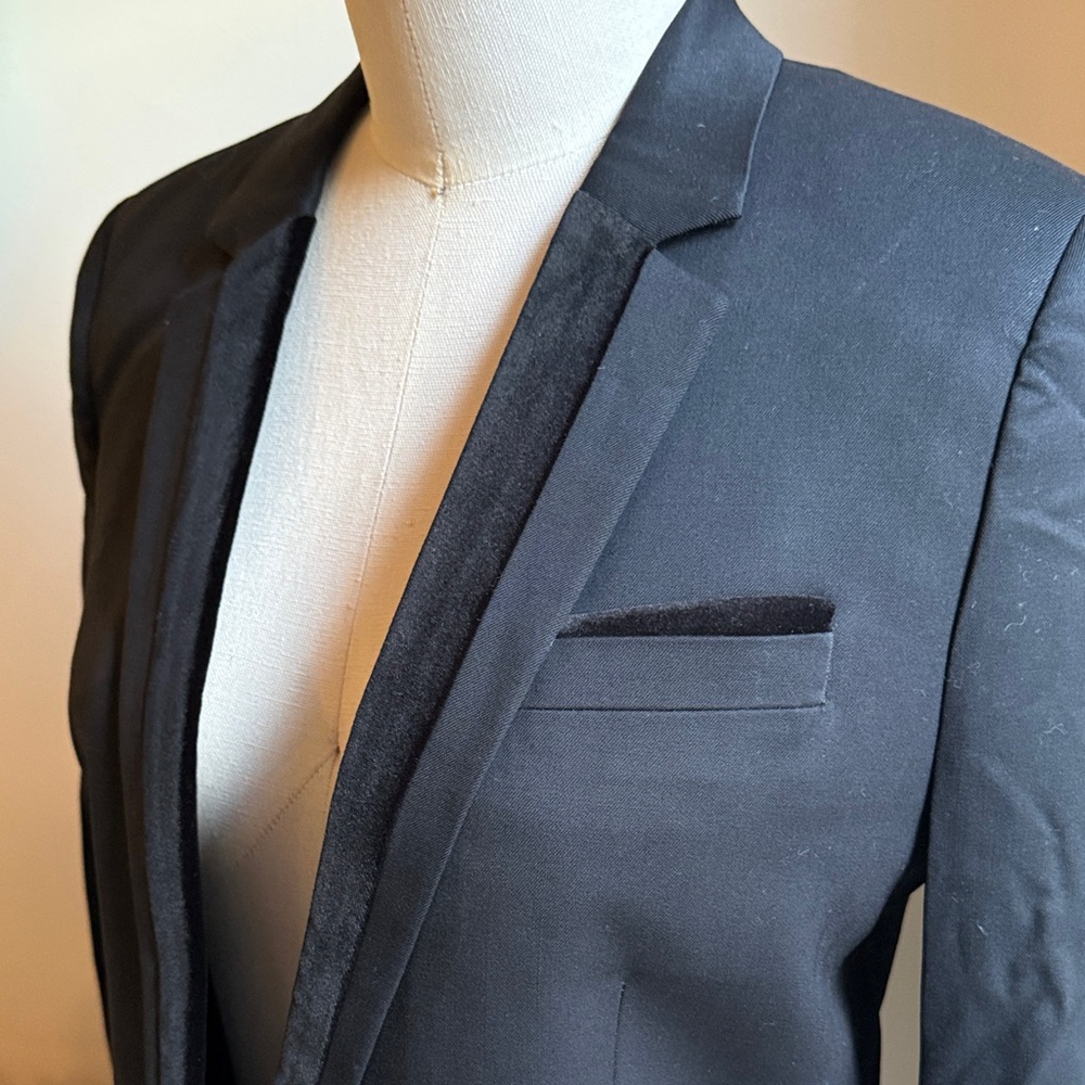 The Kooples Classic Black Blazer with Velvet Trim - 36 / Small
